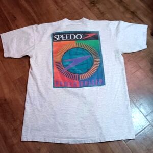 Vintage 90's 1994 Speedo Power Volley Lighy Grey Short Sleeve Tshirt Size XL
